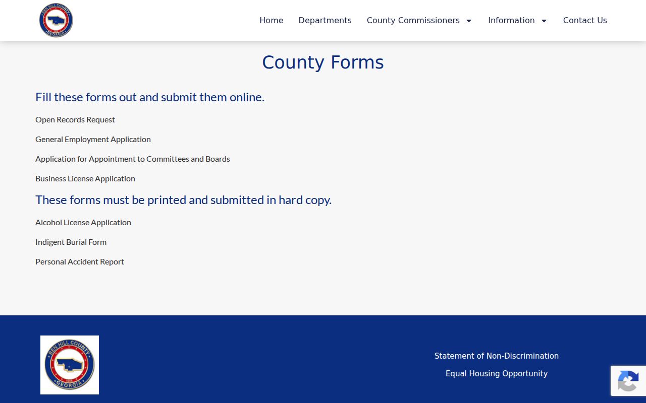 Ben Hill County Open Records request form