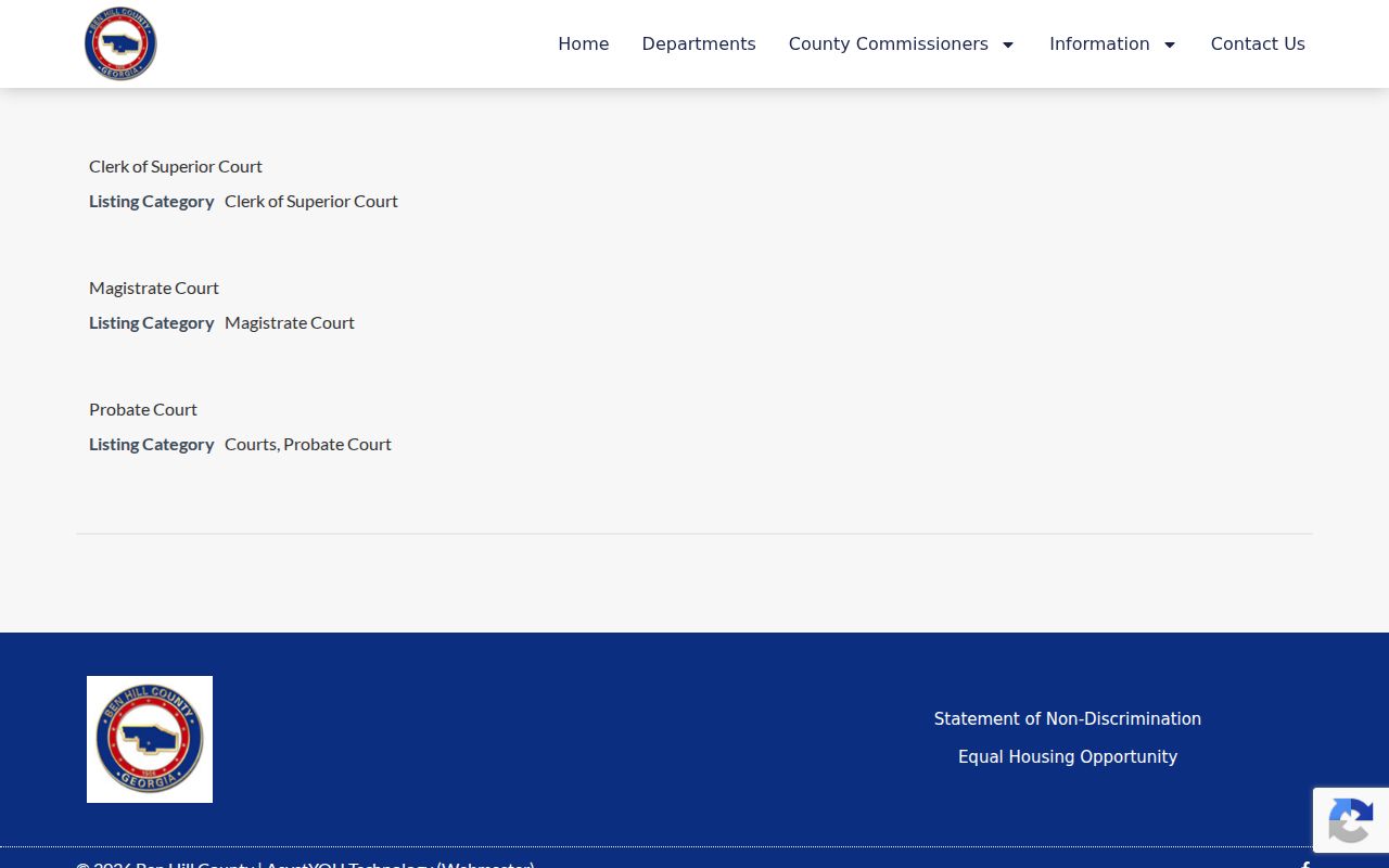 Ben Hill County official courts directory