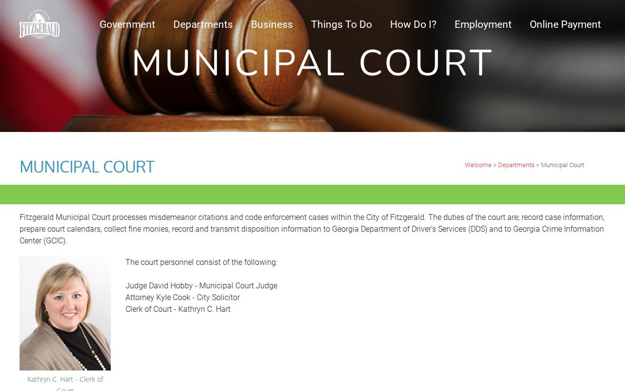 Fitzgerald Municipal Court case administration