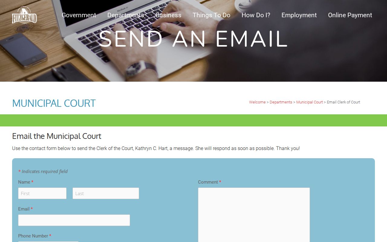 Fitzgerald Municipal Court official contact form