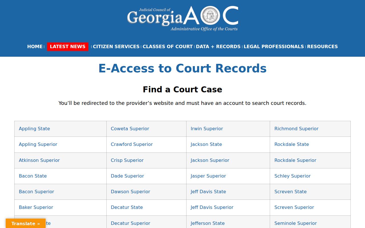 Georgia eAccess court-record gateway