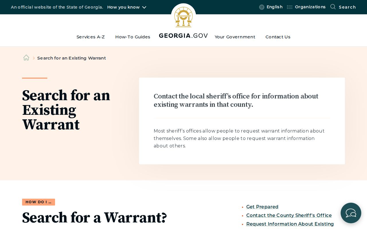 Georgia guidance for checking an existing warrant