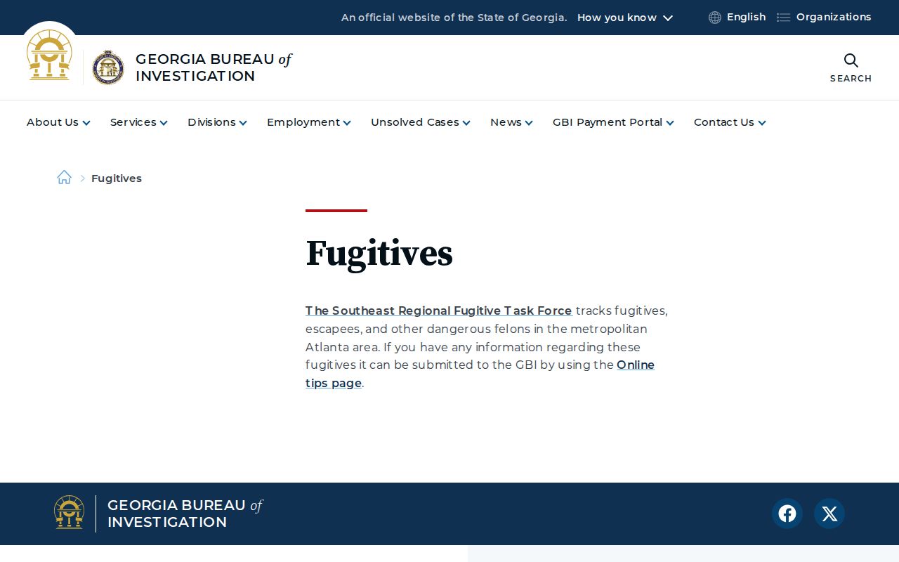 GBI statewide fugitive program page