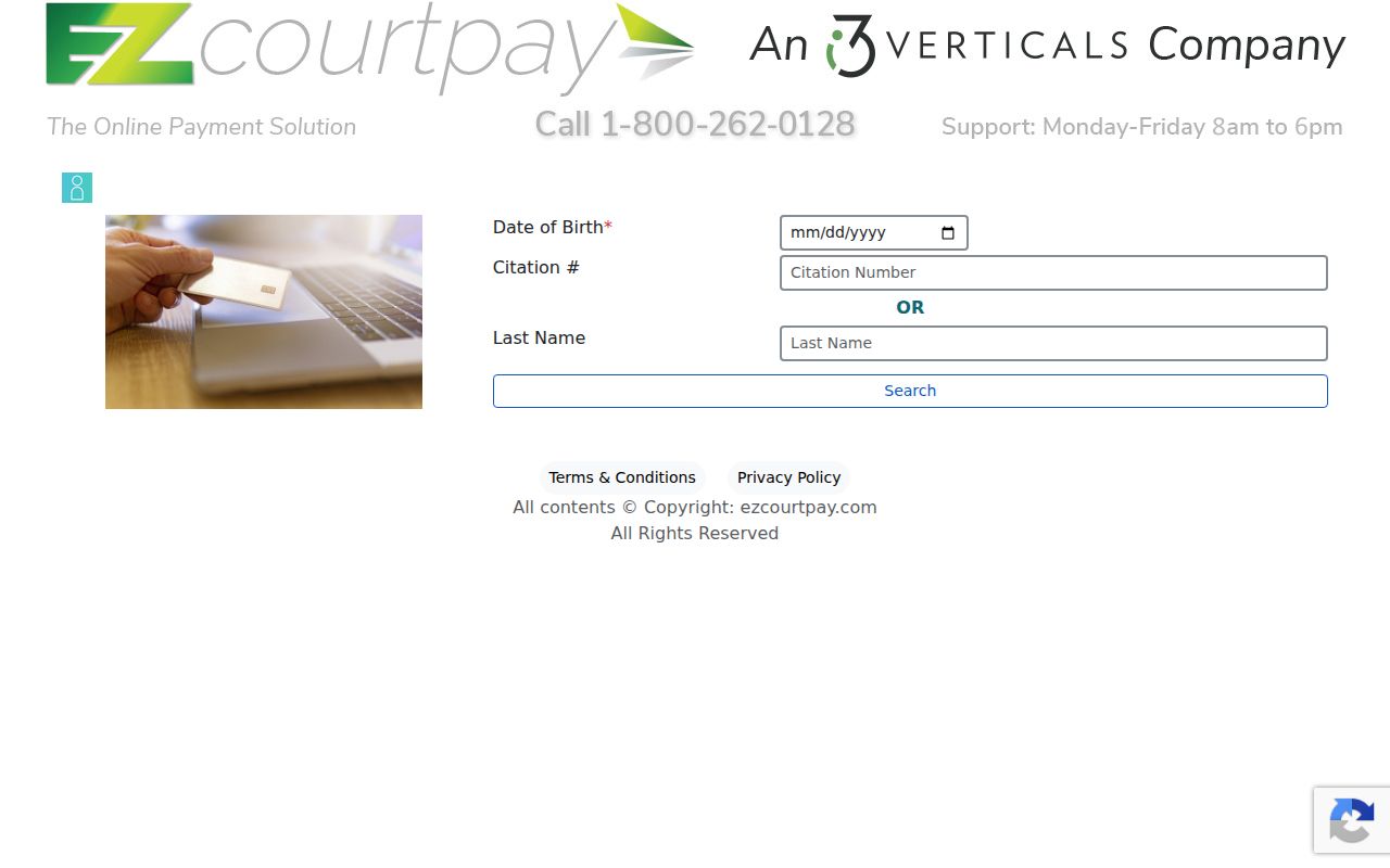 EZ Court Pay traffic citation interface