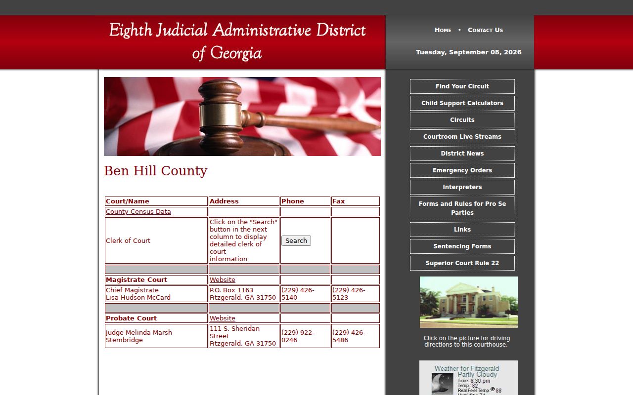 Eighth Judicial District Ben Hill court directory
